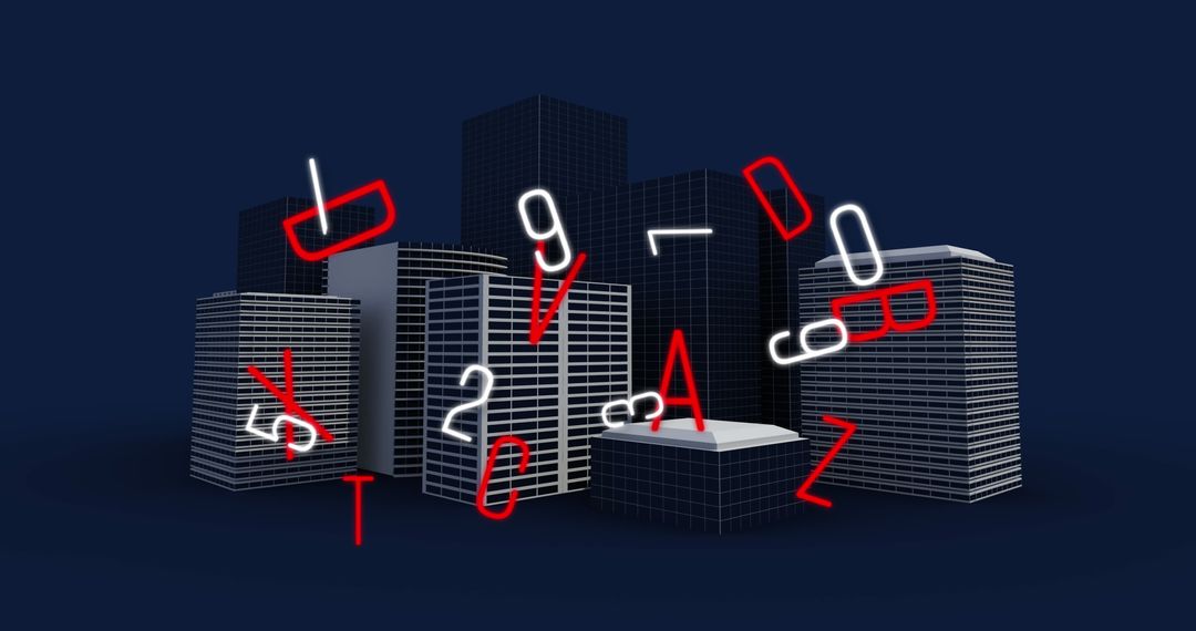 Abstract Cityscape with Digital Finance Symbols