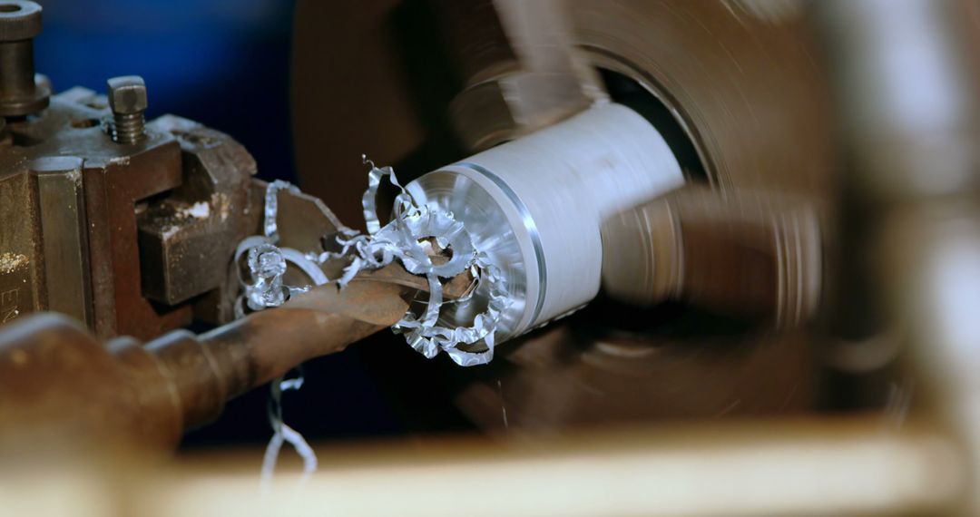 Close Up of Lathe Machine Shaping Metal Component - Free Images, Stock Photos and Pictures on Pikwizard.com