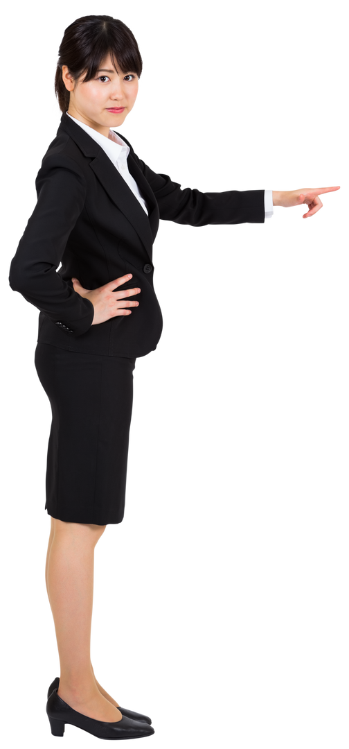 Asian Businesswoman Pointing Forward on Transparent Background - Download Free Stock Images Pikwizard.com