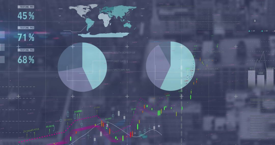 Futuristic Digital Interface with Data Analytics Display