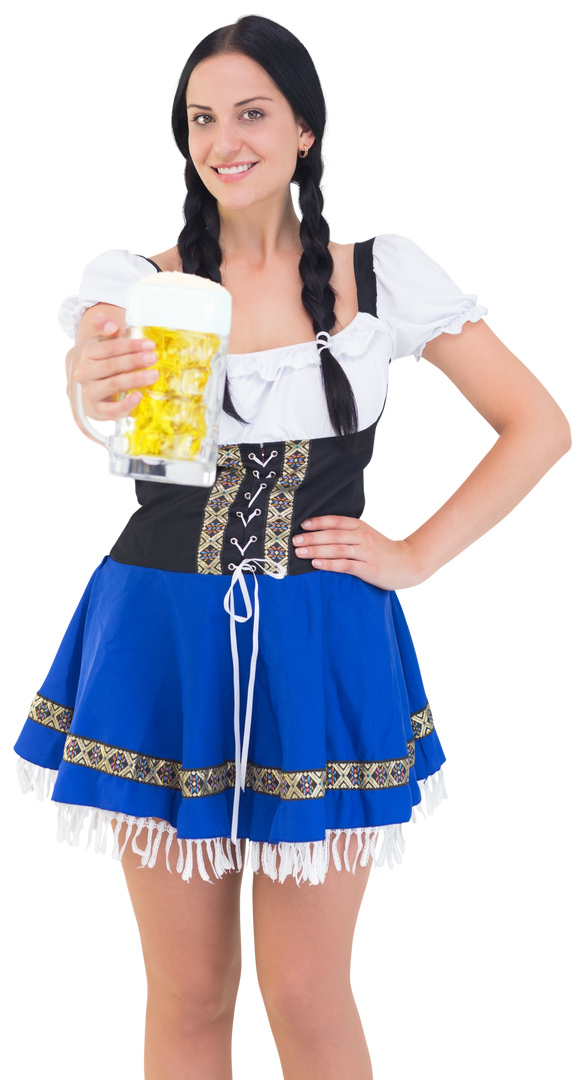 Transparent Oktoberfest Girl Holding Beer Stands Smiling - Download Free Stock Images Pikwizard.com