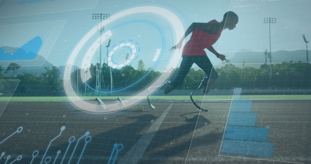 Tech-Focused Imagery with Male Disabled Athlete Running