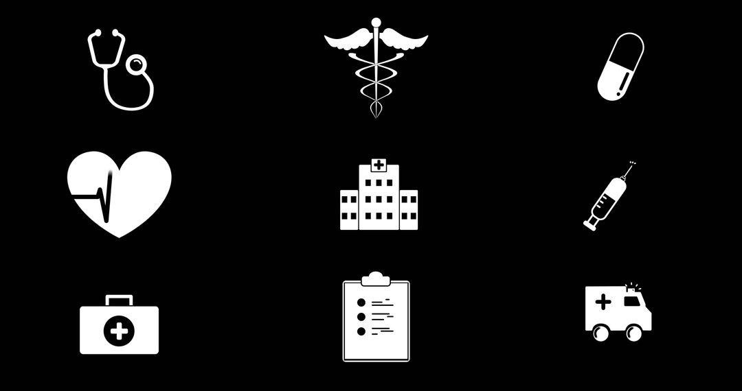 Different medical symbols against black background 4k - Free Images, Stock Photos and Pictures on Pikwizard.com