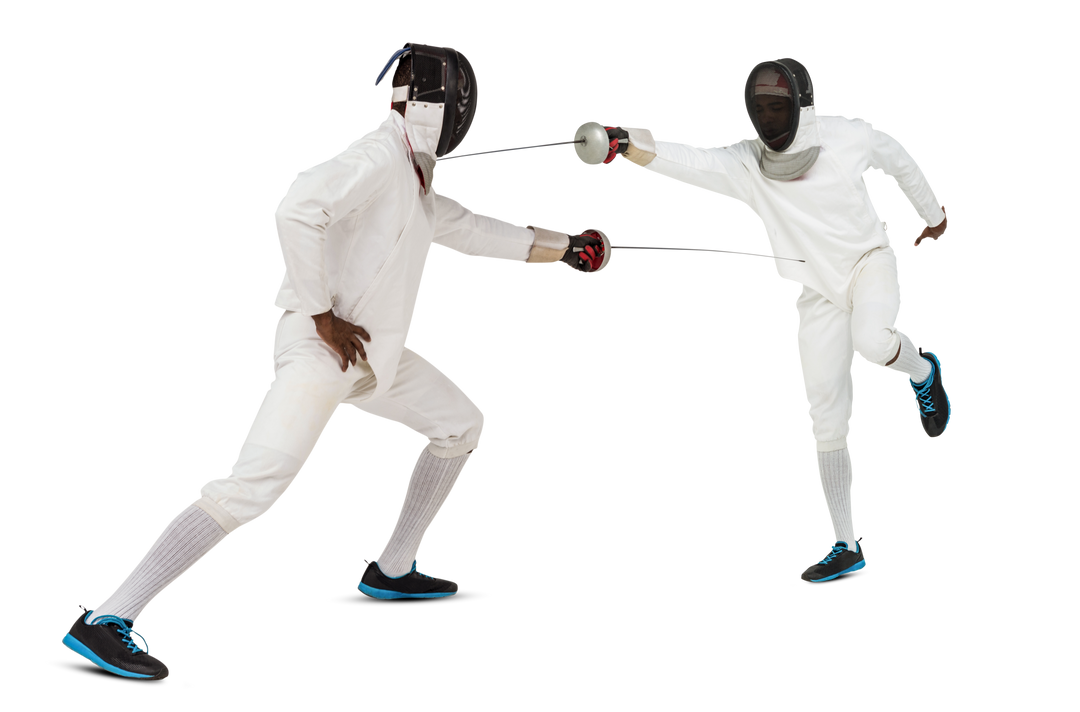 Two Fencing Athletes in Action on Transparent Background - Download Free Stock Images Pikwizard.com