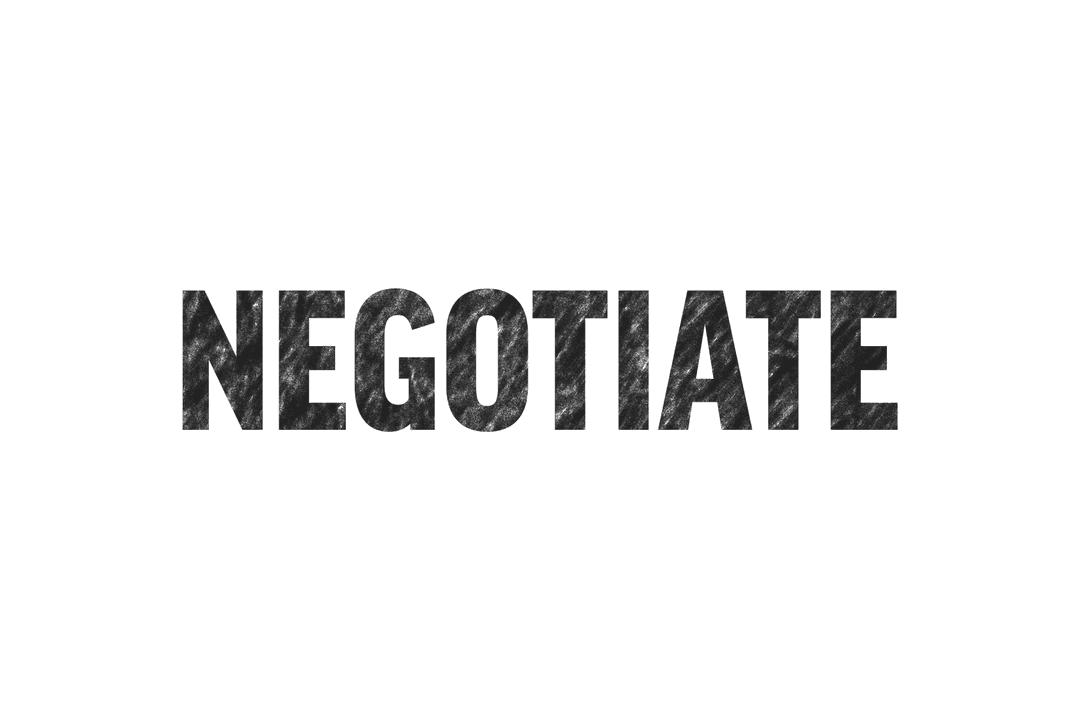 Negotiate Text in Black and Grey on Transparent Background