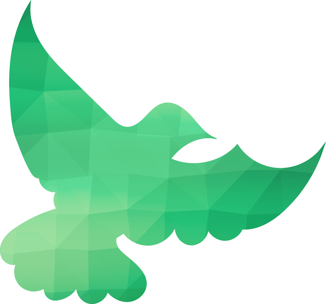 Green Polygonal Bird with Transparent Design Elements