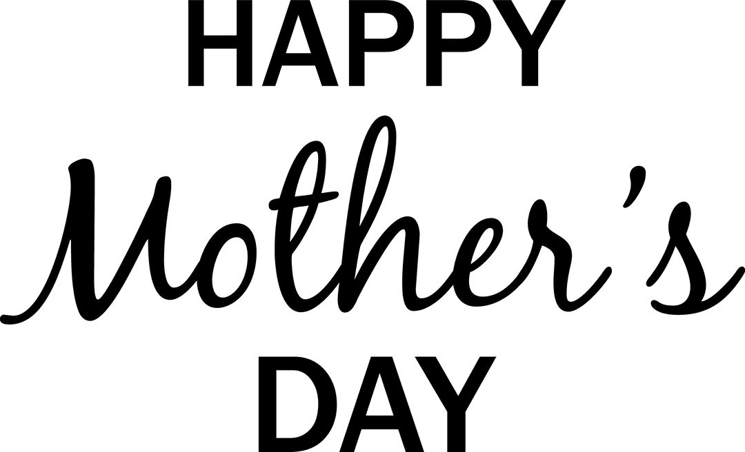 Transparent Mother's Day Text Design on Clear Background