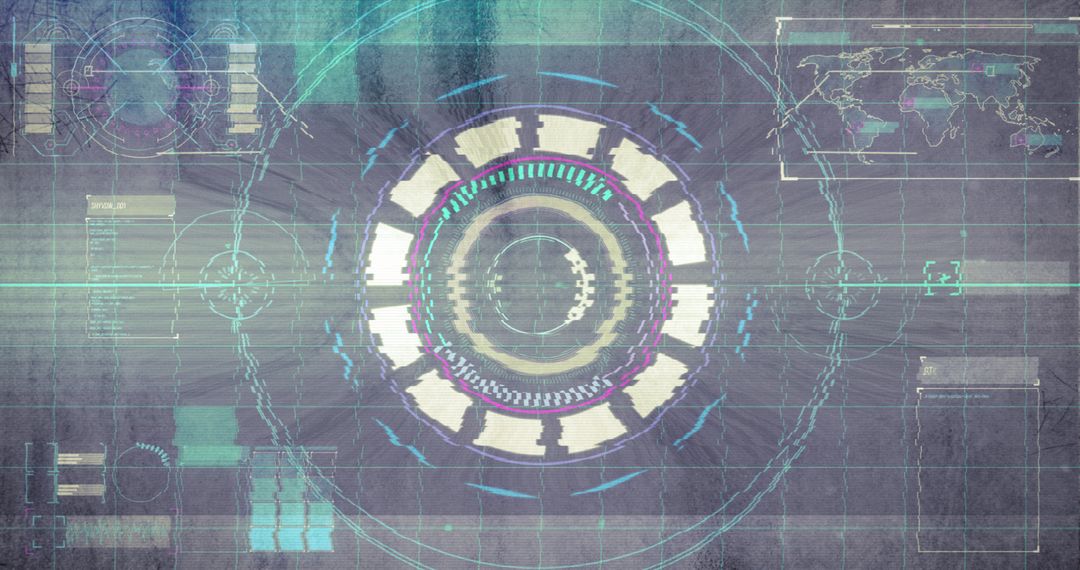 Futuristic Data Interface with Neon Scanner Elements