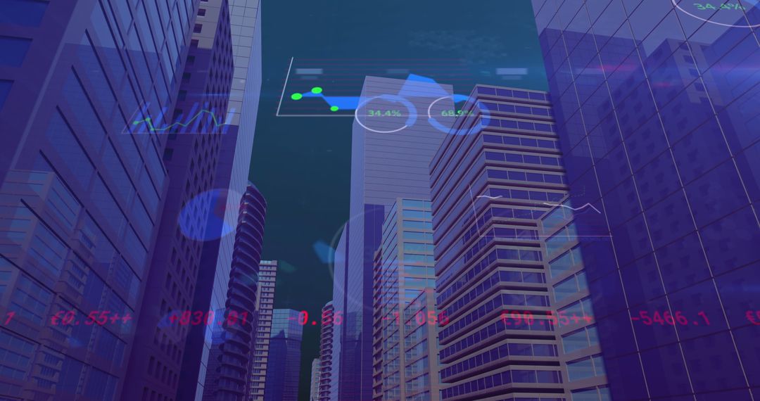 Analyzing Financial Data Over Modern Cityscape