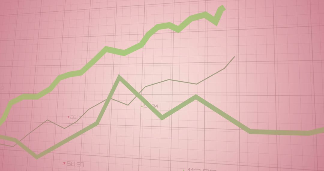 Dynamic Data Trends Over Digital Graph with Pink Background
