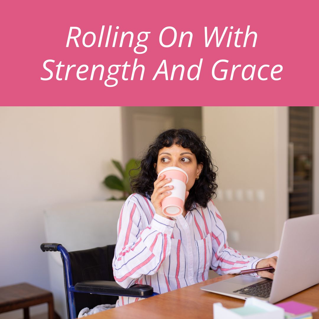 Woman in Wheelchair Typing on Laptop at Home