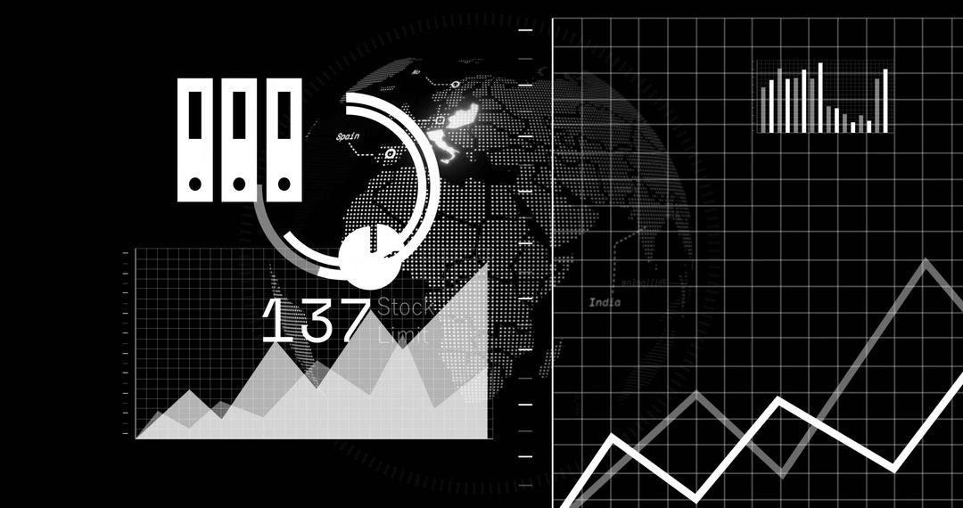 Digital Data Visualization Over Globe Illustrating AI Concept