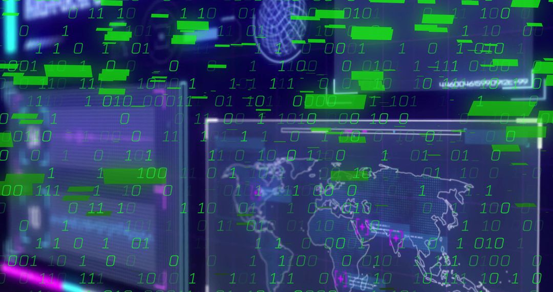 Binary Code Streaming on Digital Screen in Cyber Control Hub