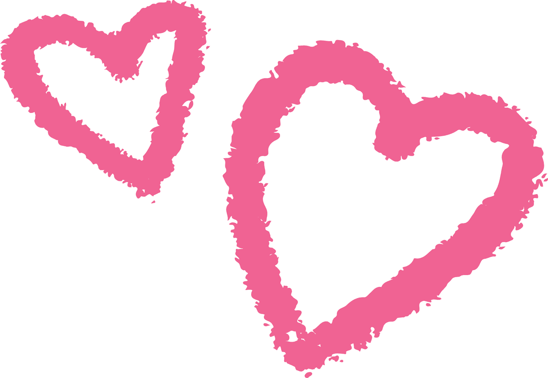 Chalk Style Pink Hearts on Transparent Background for Romantic Designs