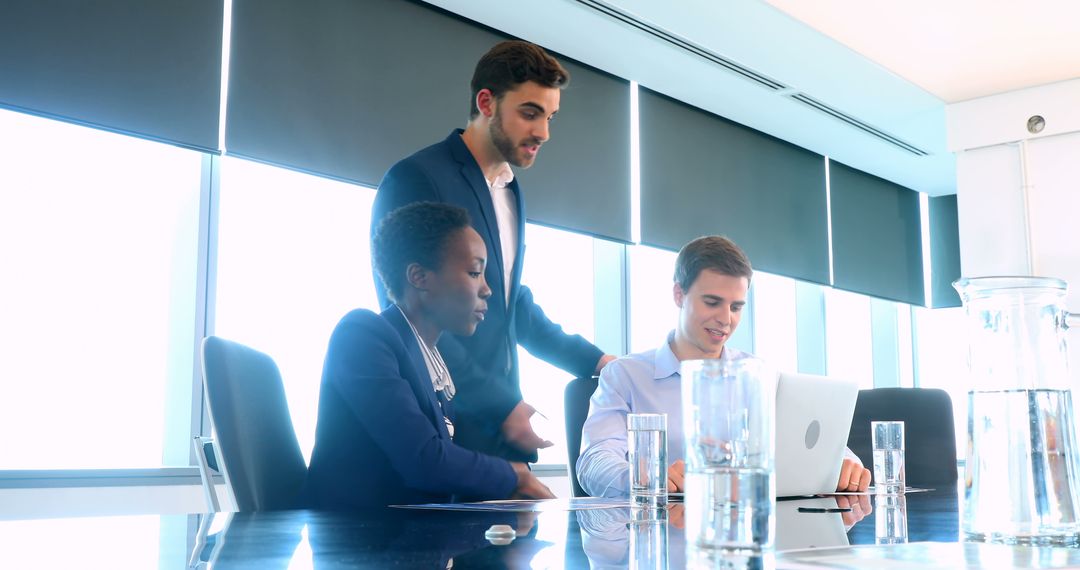 Diverse Team Collaborating in Modern Meeting Room