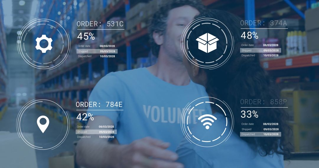 Warehouse Collaboration Between Two Volunteers with Digital Overlays