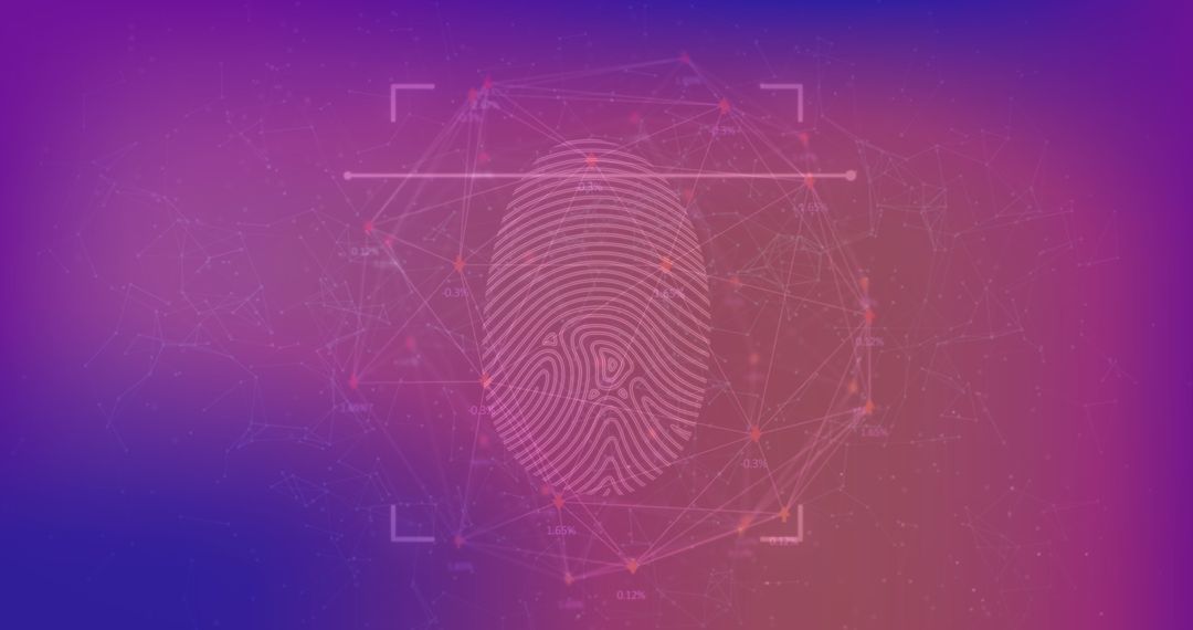 Fingerprint Scanning Digital Technology on Purple Background