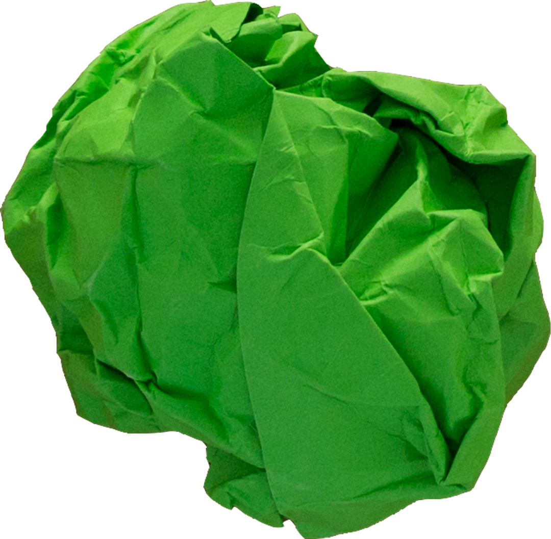 Close-Up of Green Crumpled Paper Ball Isolated Against Transparent Background - Download Free Stock Images Pikwizard.com