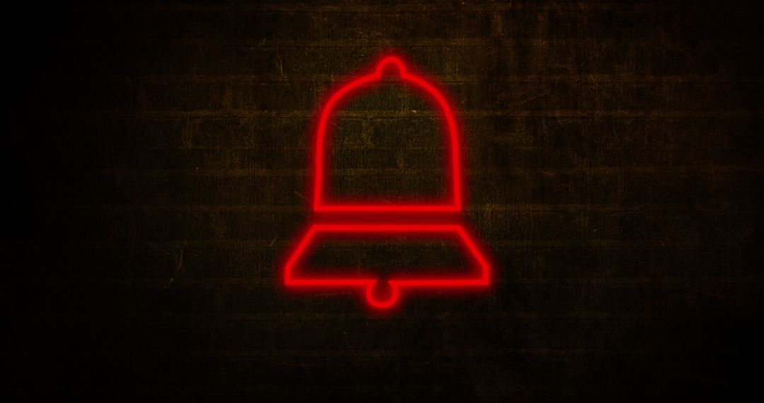 Illuminated Red Notification Bell Symbol on Dark Grunge Texture - Free Images, Stock Photos and Pictures on Pikwizard.com