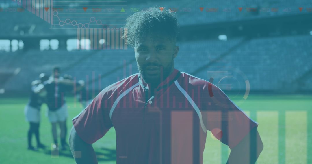 Rugby Player with Digital Interface Display Concept