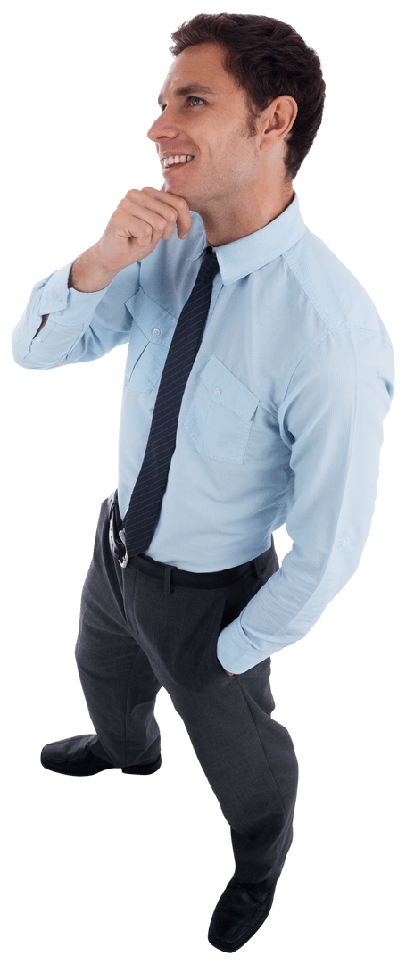 Transparent Thoughtful Businessman Contemplating in Formal Attire