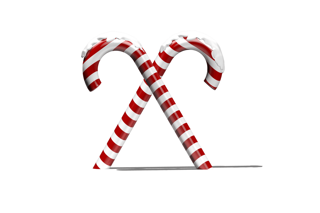 Transparent Candy Cane Pair featuring Festive Red and White Stripes