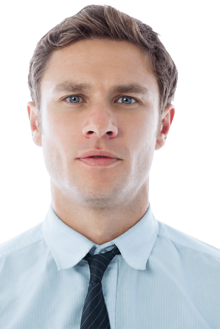 Focused Caucasian Businessman on Transparent Background Isolated