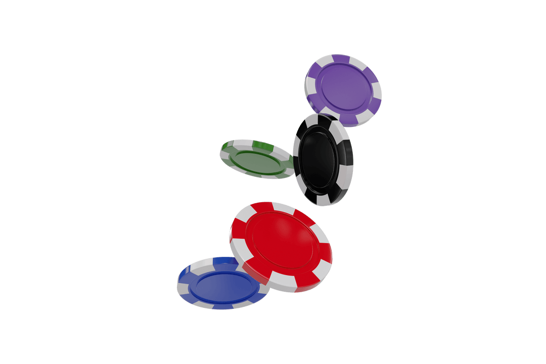Falling 3D Poker Chips on Transparent Background