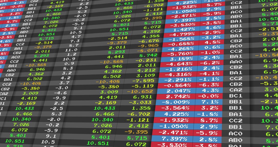 Stock Market Data Display with Fluctuating Numbers