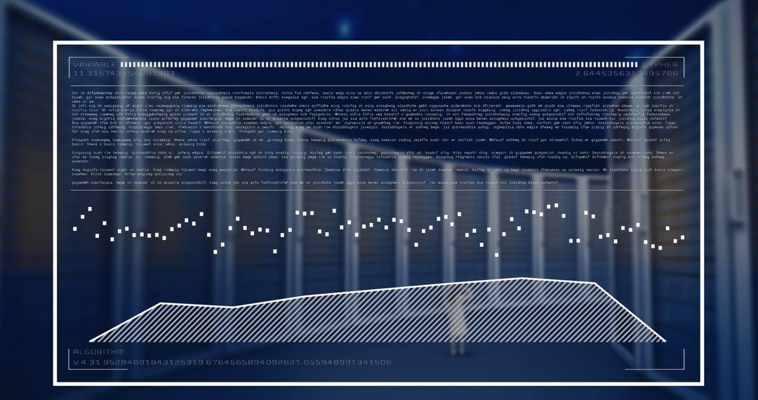 Digital Data Analytics with Futuristic Interface in Server Room