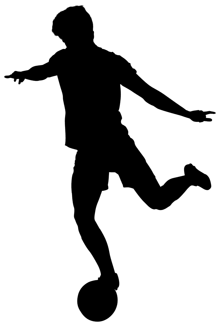 Football Player Silhouette with Ball on Transparent Background