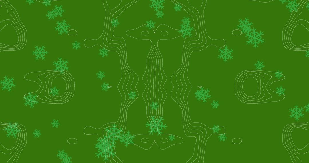 Abstract Geometric Pattern with Snowflakes on Green Background