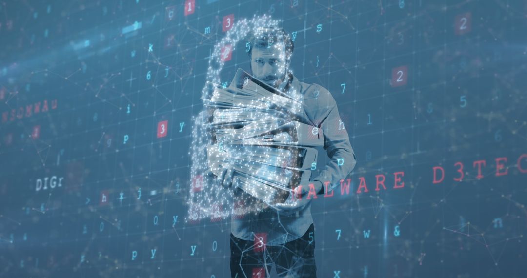 Cybersecurity Encryption Concept with Data Lock Graphic Overlay