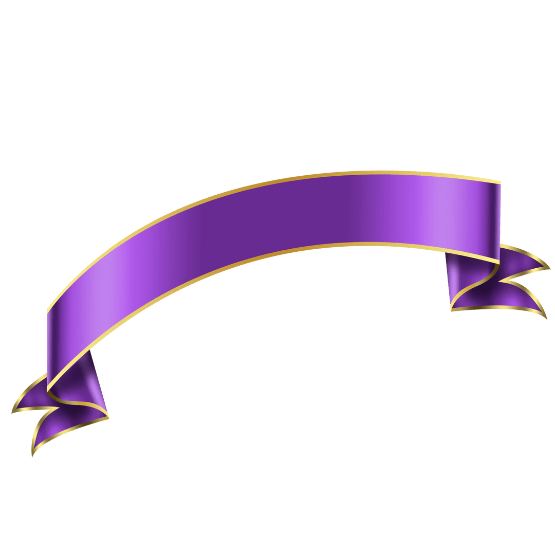 Purple Award Ribbon with Gold Trim 3D Rendering Transparent