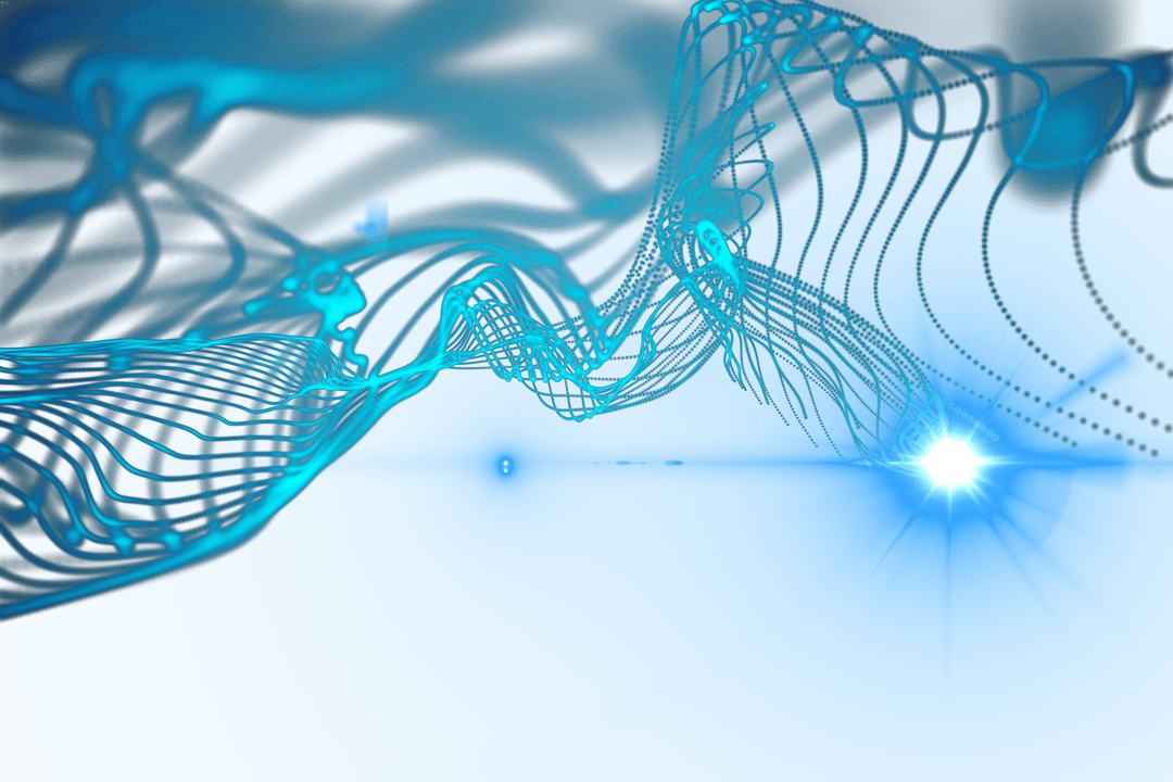 Abstract Blue Light Trails with Mesh Pattern on Transparent Background