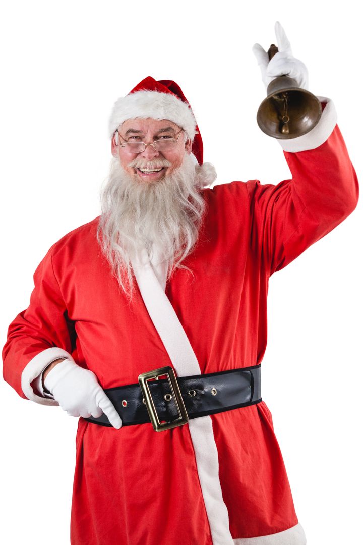Santa Claus Ringing Bell Smiling Isolated White Background - Free Images, Stock Photos and Pictures on Pikwizard.com