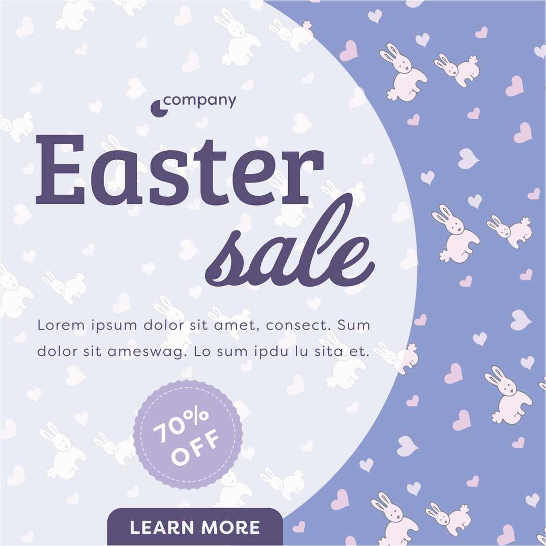 Easter Sale Flyer Design on Transparent Background with Bunnies