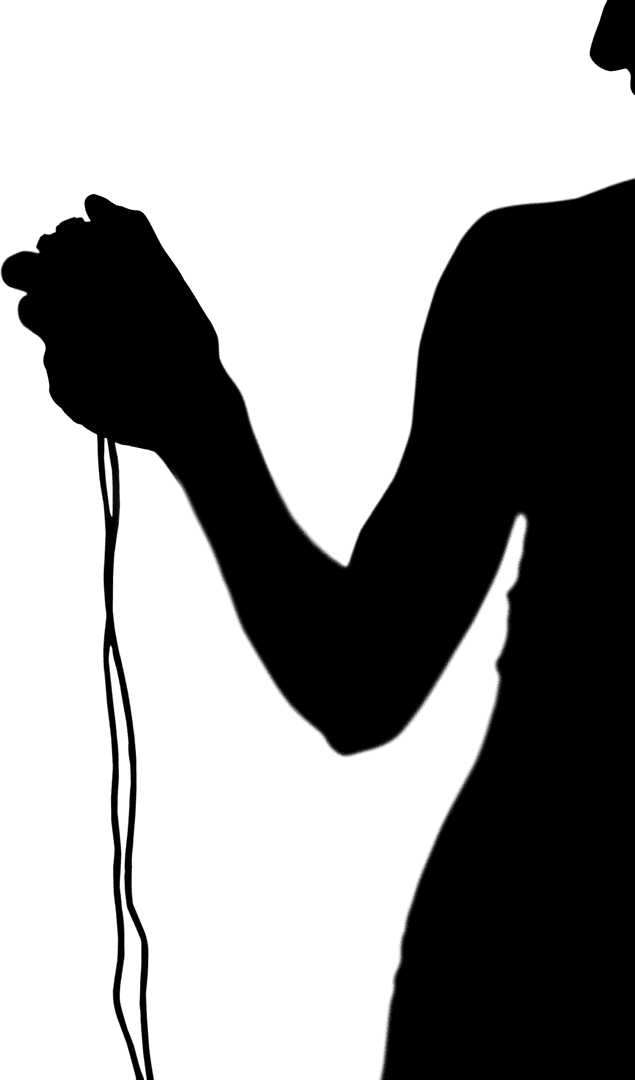 Silhouette of Woman Holding Timer in Transparent Background