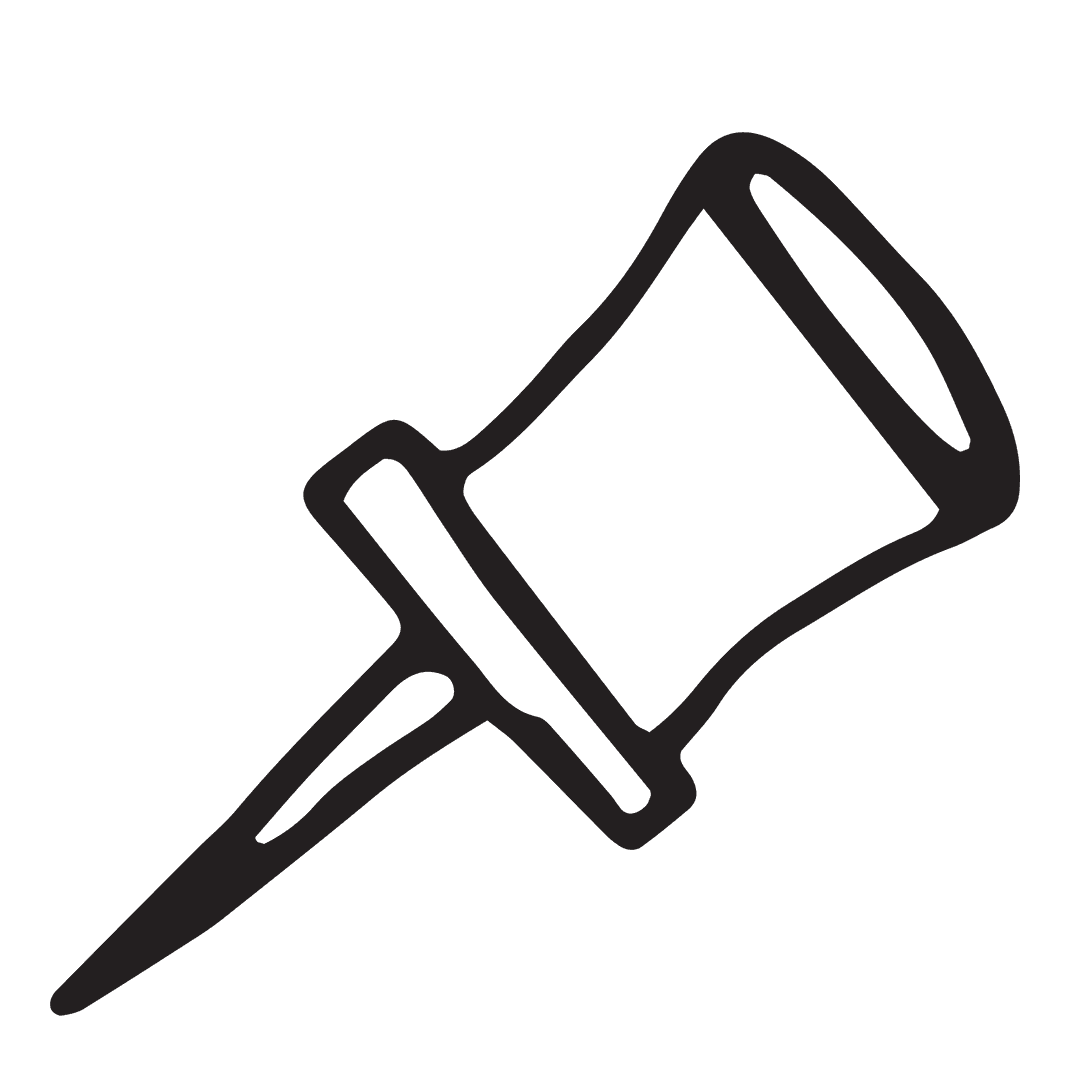 Black Drawing Pin Illustration on Transparent Background