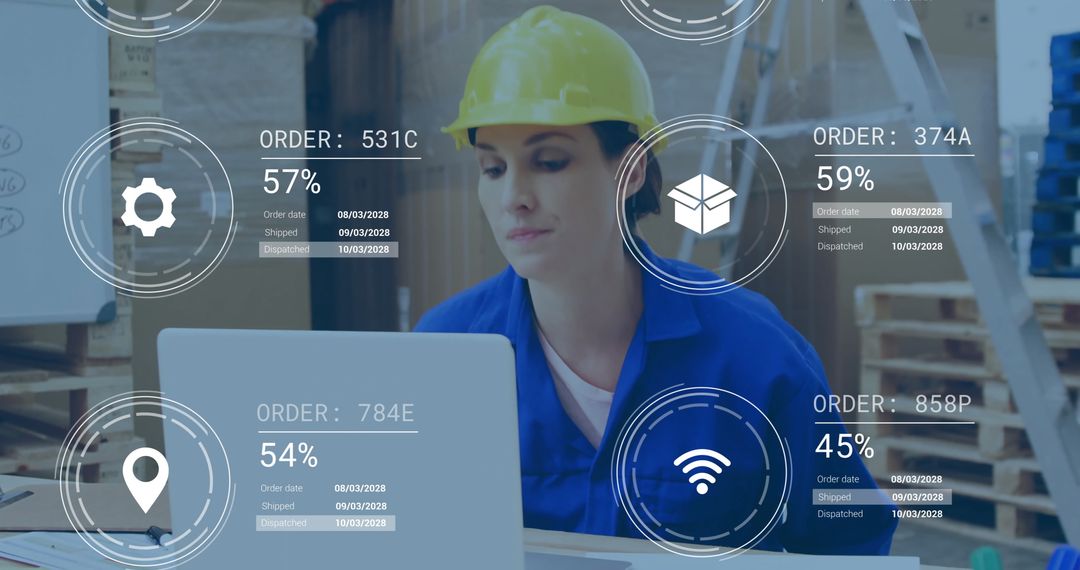 Warehouse Logistics Worker Updating Inventory with Technology