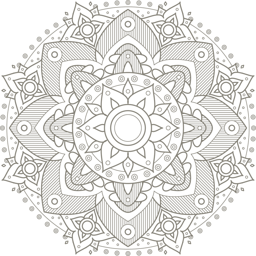 Exquisite Mandala with Radial Symmetry on Transparent Background
