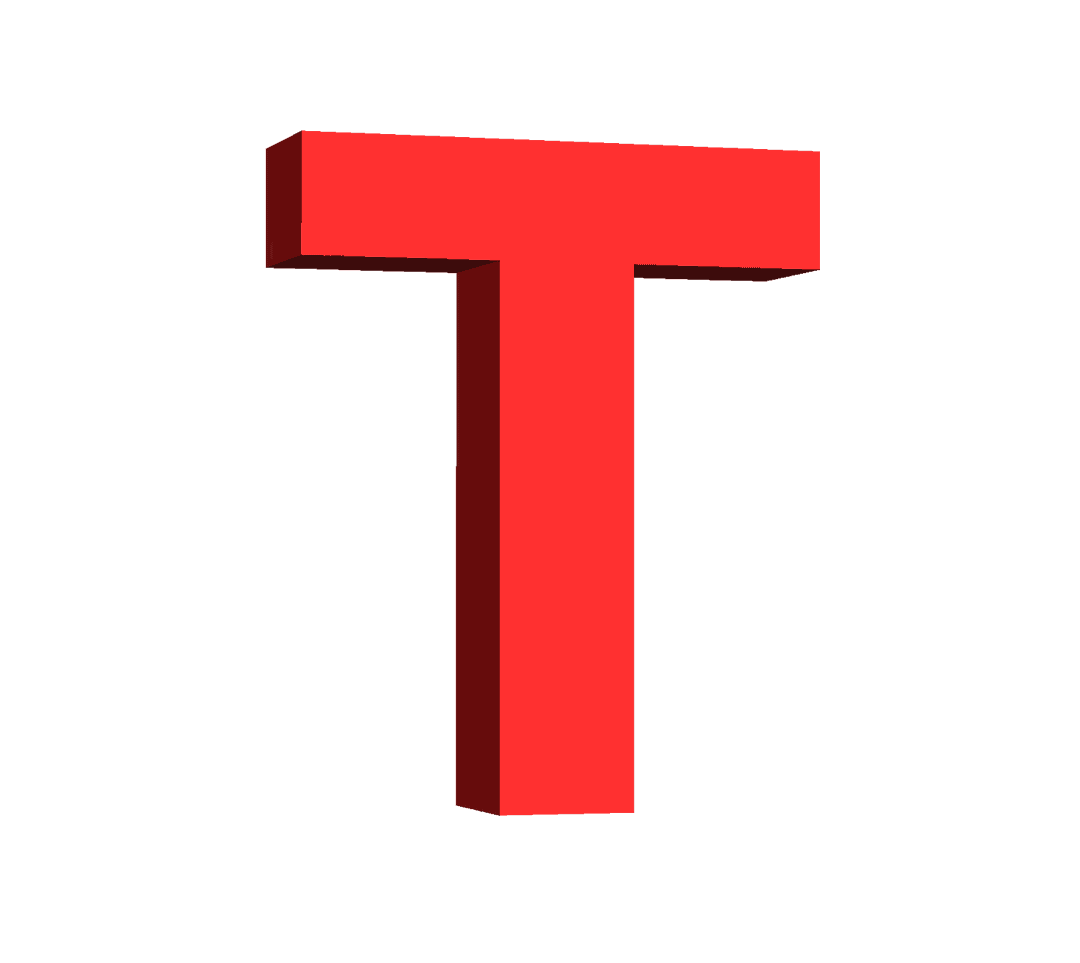 Bold Red Letter T on Transparent Background