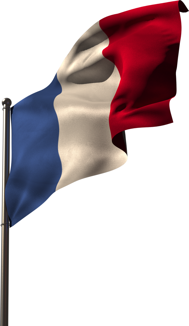 Vertical Transparent French Flag Waving on Metal Flagpole - Download Free Stock Images Pikwizard.com