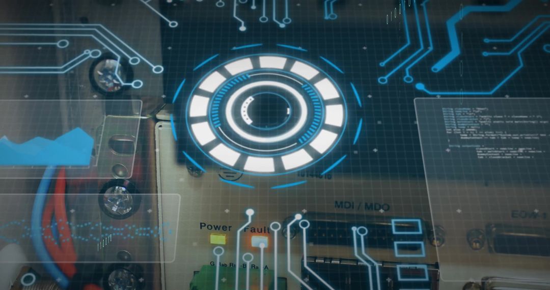 Futuristic Digital Interface on Computer Servers