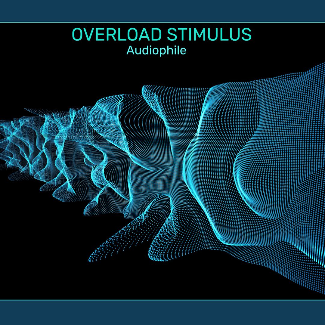 Abstract Blue Wavy Lines with Overload Stimulus Audiophile Text on Black - Download Free Stock Templates Pikwizard.com