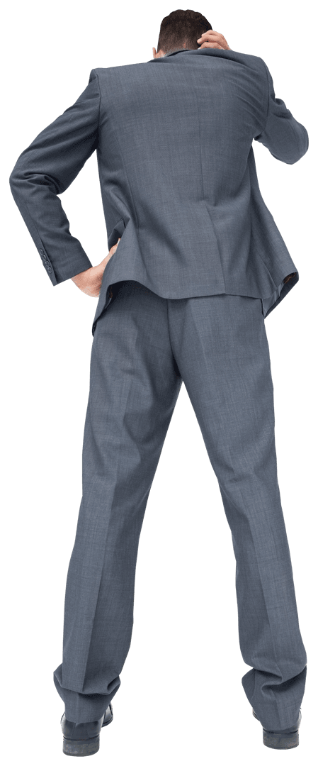 Businessman Contemplating on Transparent Background