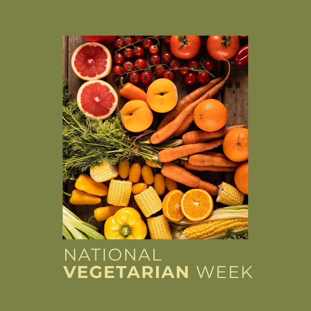 Assortment of Fruits and Vegetables for National Vegetarian Week - Download Free Stock Templates Pikwizard.com