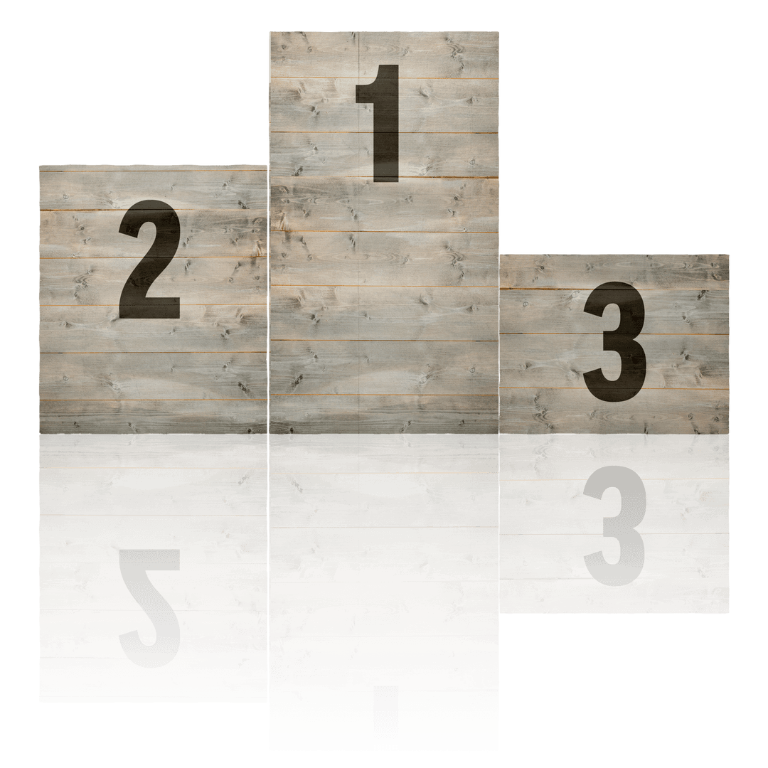 Elevated Wooden Pedestal with Numbers on Transparent Background