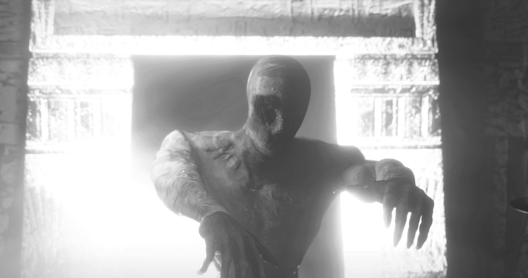 Mysterious Zombie Mummy Emerging from Crypt