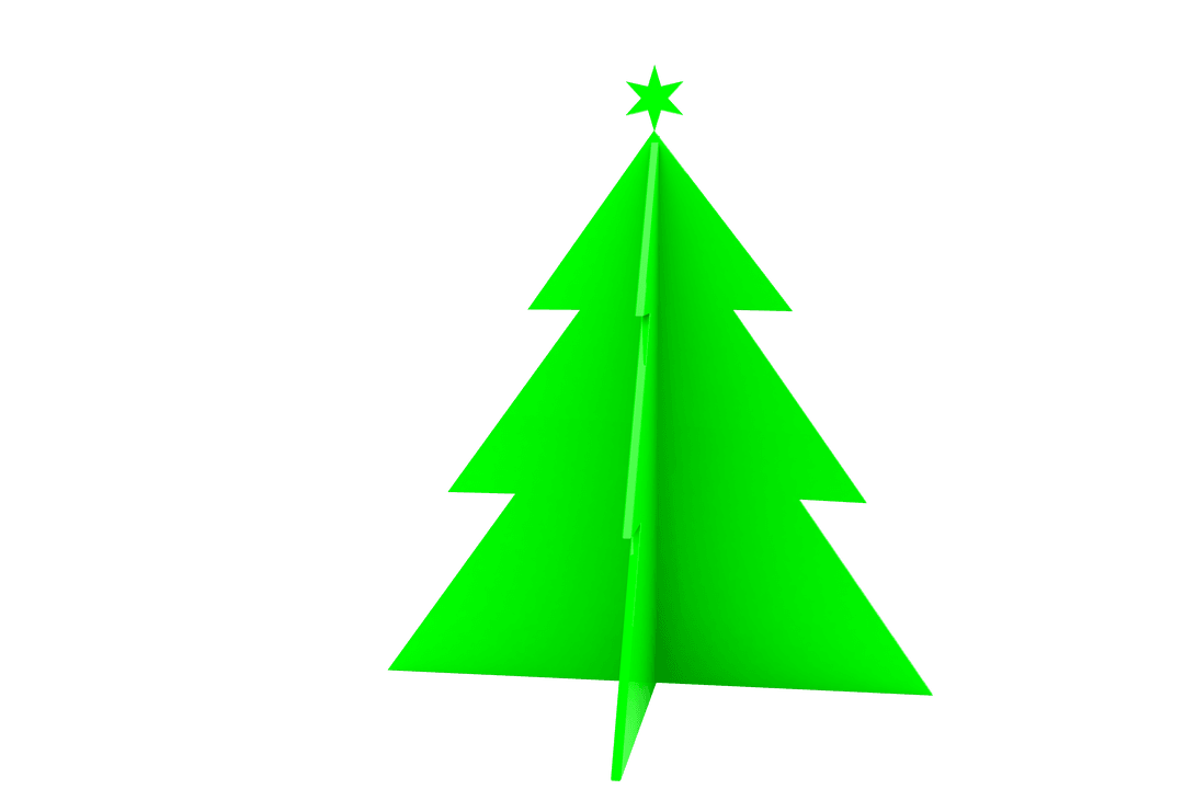Green Christmas Tree Design on Transparent Background
